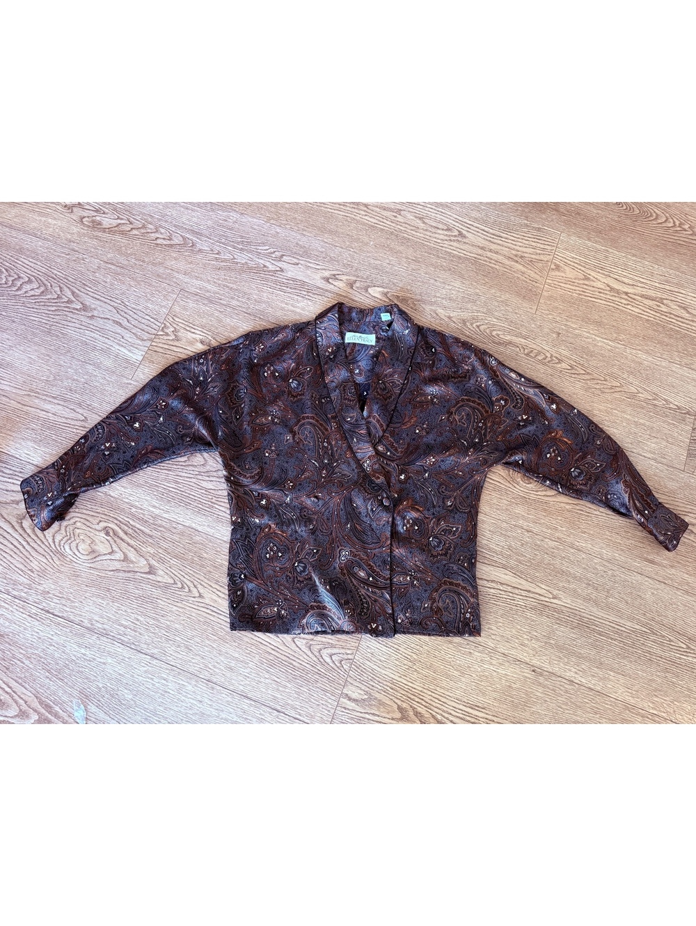Ellen Tracy Vintage 100% Silk Paisley Button-Up Blouse Size 4